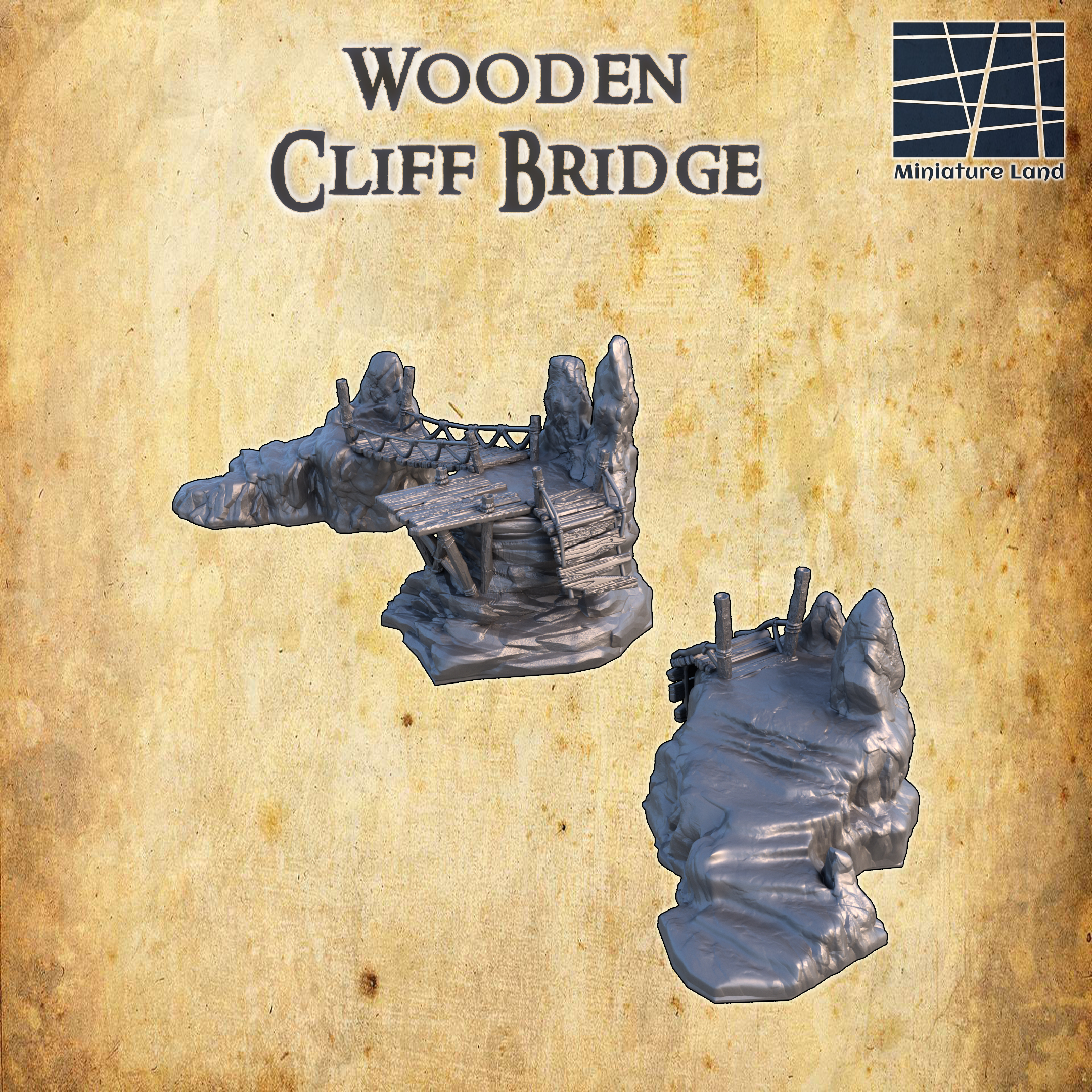 Wooden Cliff Bridge - Tabletop Terrain - 28 MM